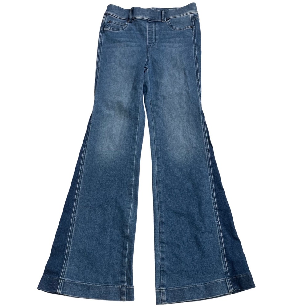 Spanx Flare Jeans Womens Smal Wash is medium Two Tone Side Panel Pull On
